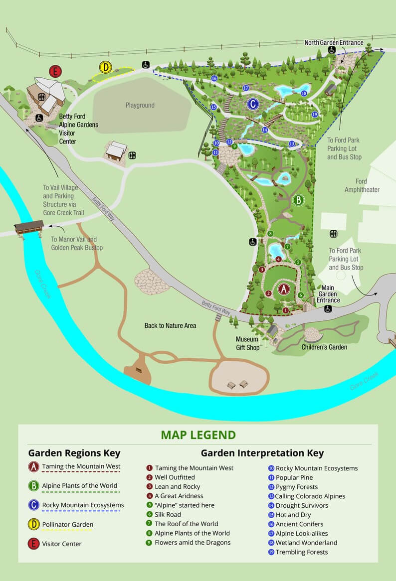 Betty Ford Alpine Gardens Map