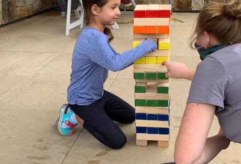 Playing Giant Jenga in Betty Ford Alpine Gardens