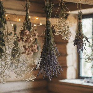 Hanging dried flowers